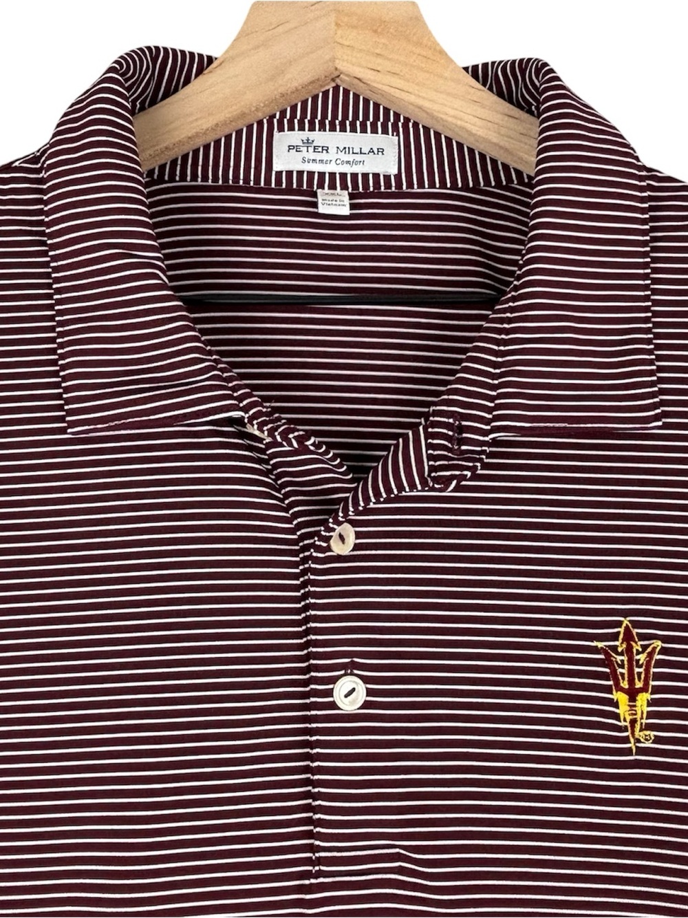 Peter Millar Shirt Mens XXL Red Maroon Stripe Arizona Sun Devils Summer Comfort
